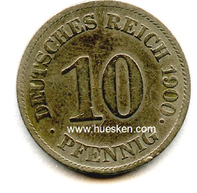 DEUTSCHES REICH. 10 Pfennig 1900 E, ss.