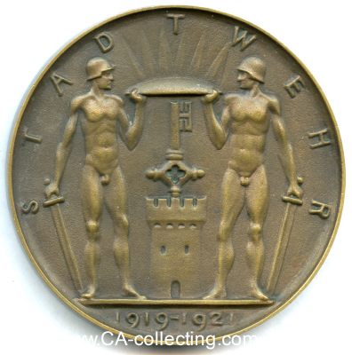 STADTWEHR BREMEN. Erinnerungsmedaille in Bronze. 73mm....