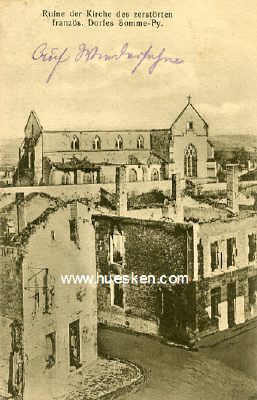 POSTKARTE SOMME-PY. 'Ruine der Kirche des zerstörten...