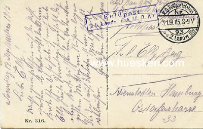 Photo 2 : POSTKARTE LOMBARTZYDE. 1915 als Feldpost gelaufen mit...