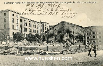 POSTKARTE 'Saarburg, durch die Schlacht niedergebranntes...