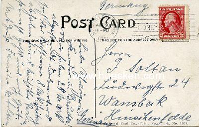 Photo 2 : FARB-POSTKARTE 'Post Office New York'. 1912 gelaufen.