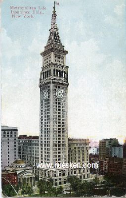 FARB-POSTKARTE 'Insurance Building New York'. 1910...