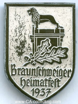 ABZEICHEN zum Braunschweiger Heimatfest 1937. Kunststoff....