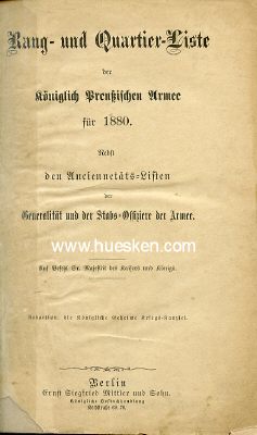 RANG- UND QUARTIER-LISTE 1880 der Königlich...