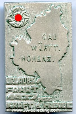 VERANSTALTUNGSABZEICHEN 'Urlaubsfahrt 1937 NSG Kraft...