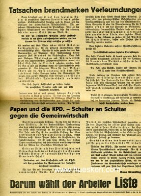 SPD-FLUGBLATT 'Offener Brief an die KPD - Hans Staudinger...