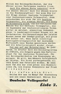 Photo 2 : FLUGBLATT vom Oktober 1932 der Deutschen Volkspartei...