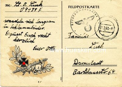 SCHMUCK-FELDPOSTKARTE 1943 des Leutnants Lück FPN...