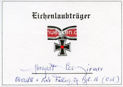 SCHIRMER, Gerhart. Oberstleutnant der Luftwaffe,...