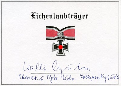 THULKE, Willi. Oberstleutnant des Heeres im...