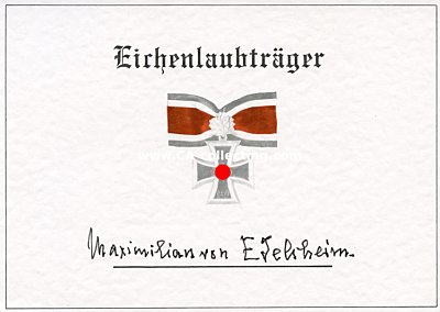 EDELSHEIM, Reichsfreiherr Maximilian von. General der...