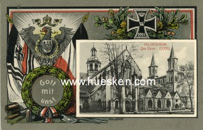 POSTKARTE 'Hildesheim - Der Dom - Gott mit uns'. 1915...