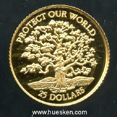 25 DOLLARS 1996 PROTECT OUR WORLD Gewicht 1,24 Gramm...