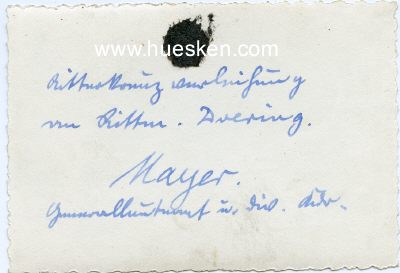 Foto 2 : MAYER, Dr. Dr. Ing. Johannes. General der Infanterie,...