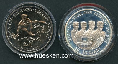 NIEU - 50 DOLLARS 1989 DAVIS CUP FINALE. Silber 28,3...