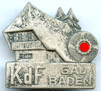 ABZEICHEN 'KdF Gau Baden'. Aluminium. 34x38mm an Nadel....