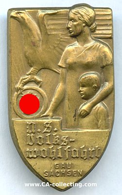ABZEICHEN der NS-Volkswohlfahrt Gau Sachsen um 1935....
