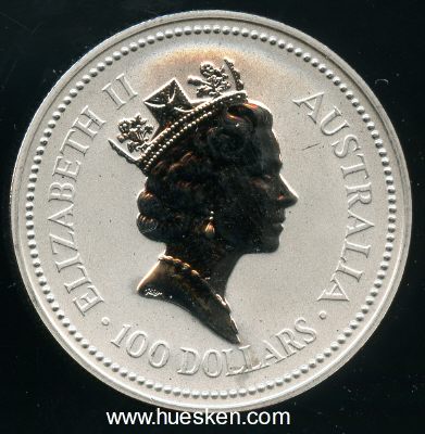 Foto 2 : 100 DOLLARS 1990 KOALA Königin Elisabeth II. Gewicht...
