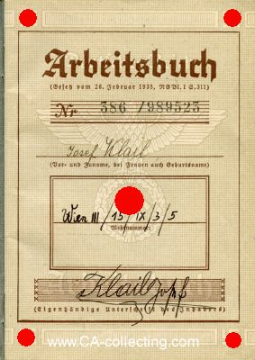 Photo 2 : ARBEITSBUCH DEUTSCHES REICH ausgestellt Wien 1939...