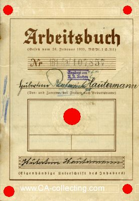 Foto 2 : ARBEITSBUCH DEUTSCHES REICH ausgestellt Aachen 1938...