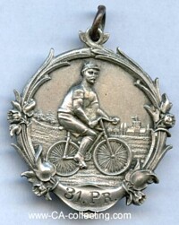 DECORATIVE BICYCLE WINNERS MEDAL ABOUT 1890