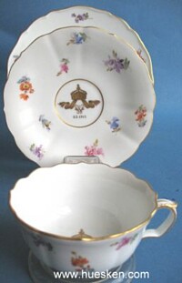 MEISSEN PORCELAIN CUP AND 2 SAUCER