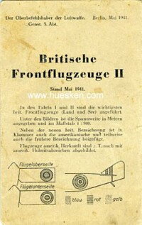 FLUGZEUG-ERKENNUNGSKARTE 'BRITISCHE FLUGZEUGE II'