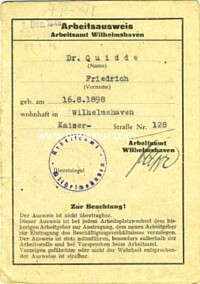 WILHELMSHAVEN IDENTIFICATION CARD.