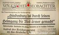 'HINDENBURG HAT DURCH SEINEN HEIMGANG DIE WELT ÄRMER GEMACHT