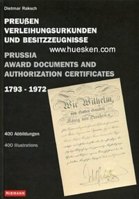 PRUSSIA AWARD DOCUMENTS AND CERTIFICATES