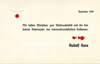 RUDOLF HESS - PRINTED CHRISTMAS CARD 1937
