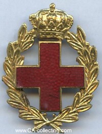 RED CROSS CAP BADGE WITH CROWN.